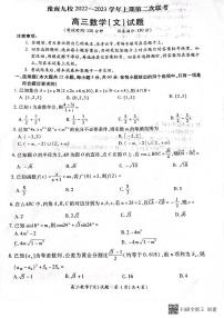 2023河南省豫南九校高三上学期第二次联考数学（文）试题扫描版含解析