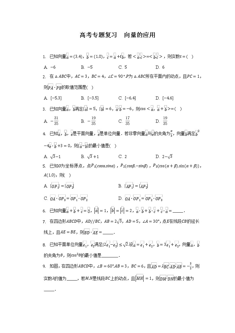 高三数学一轮复习 向量的应用 专练第1页