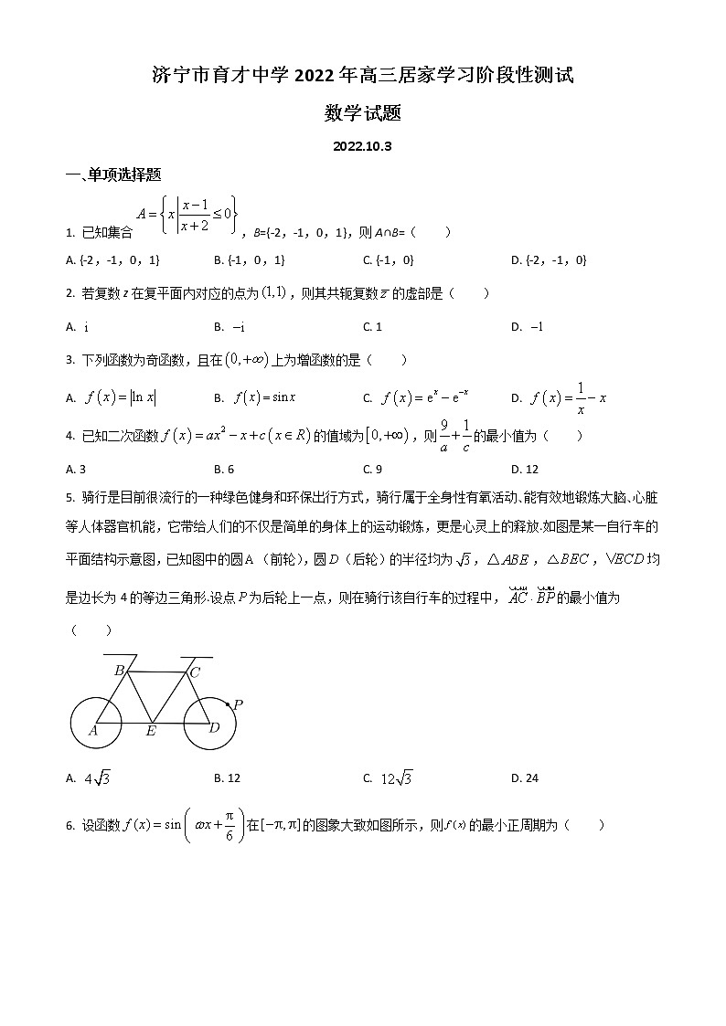 2023济宁育才中学高三上学期10月线上阶段性检测数学试题含解析第1页