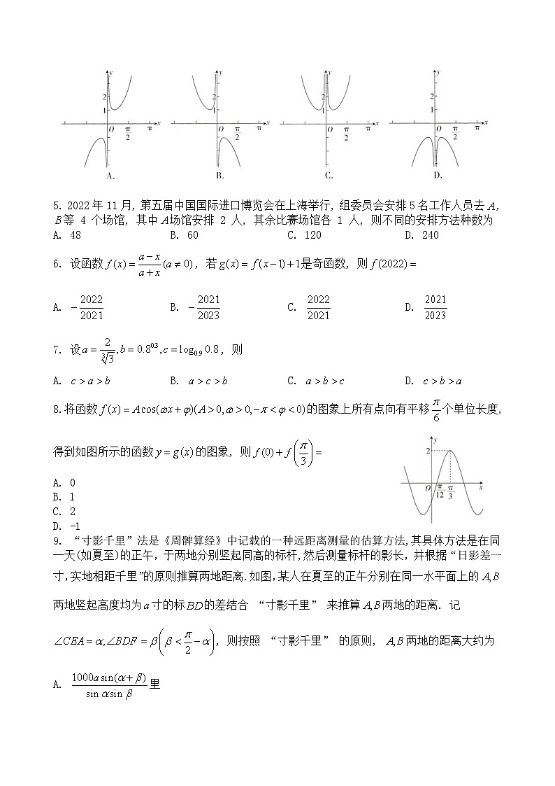 江西省“红色十校”2022-2023学年高三上学期第一次联考-数学（理）试题第2页