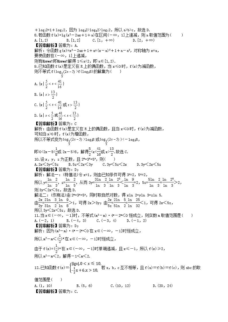 2023年高考数学一轮复习《指数函数与对数函数》精选练习(教师版)第2页