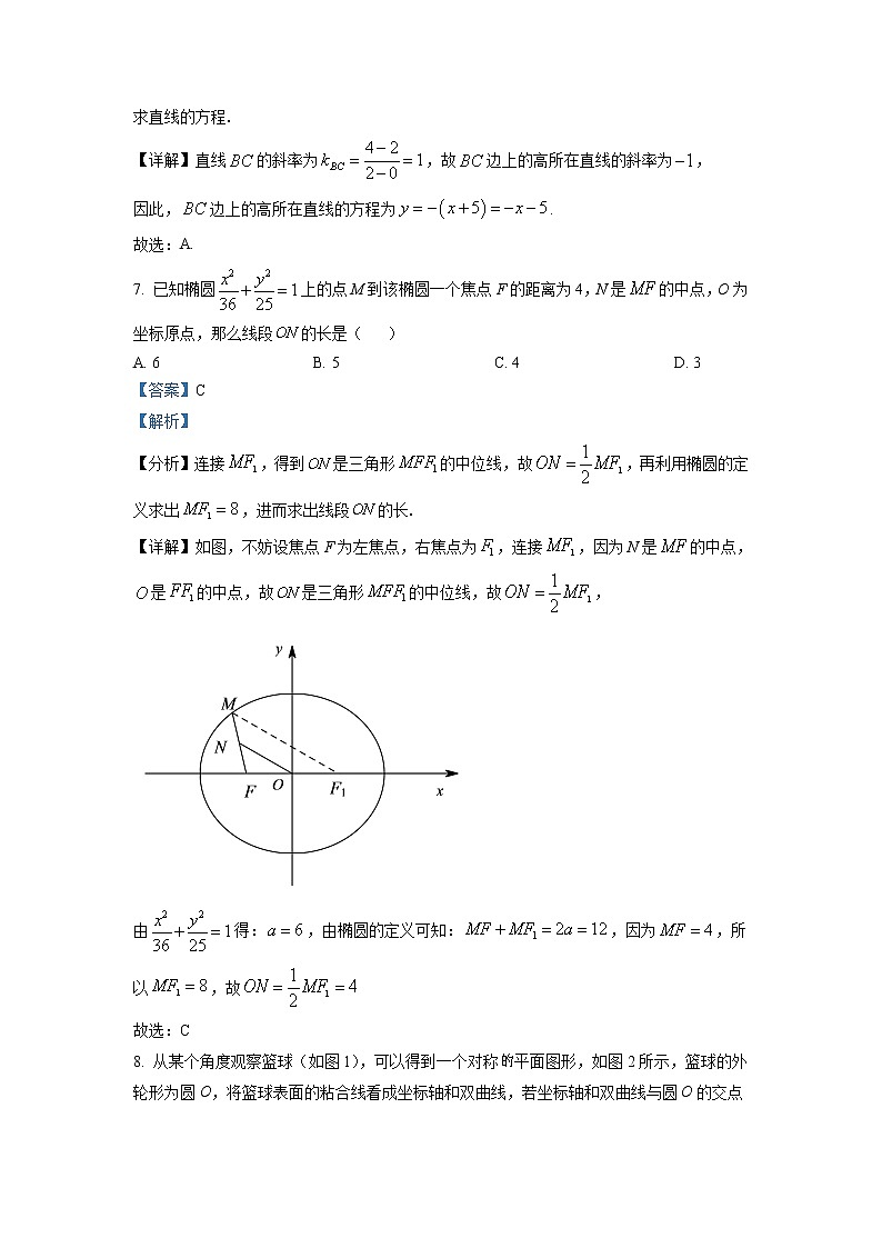 2022宿迁沭阳县高二上学期期中数学含解析第3页