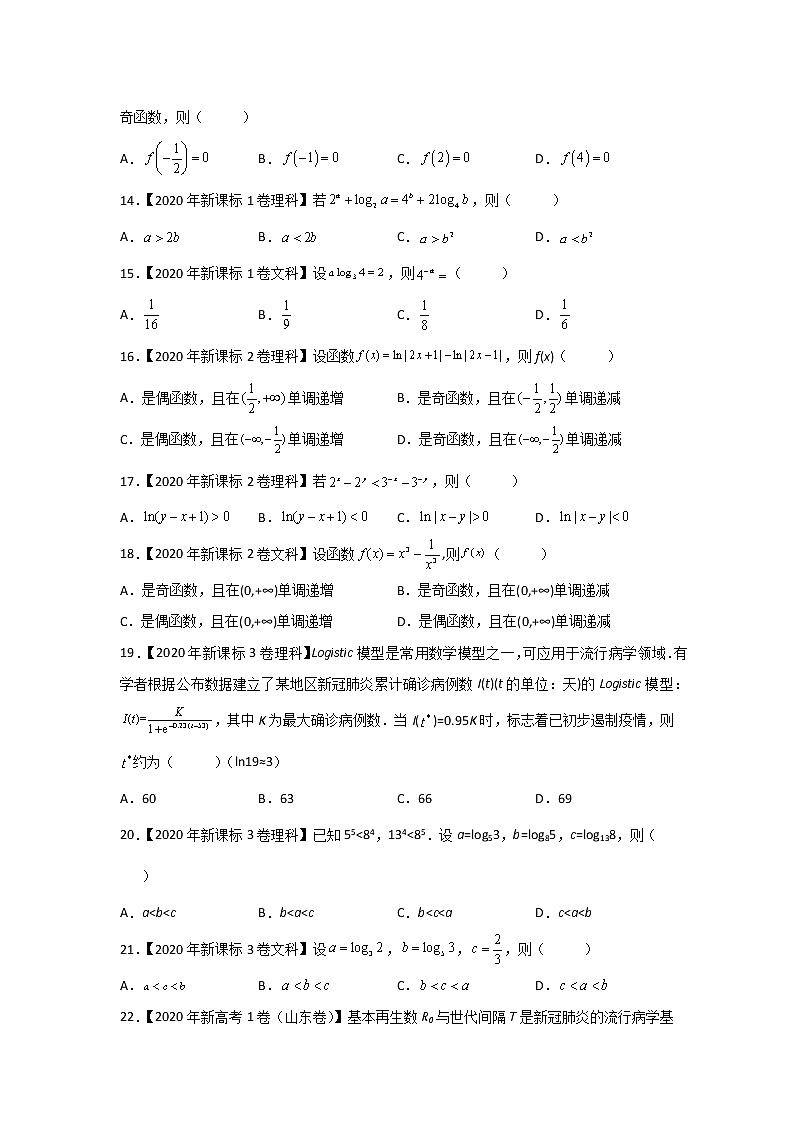 【2018-2022高考真题】高考数学五年真题汇编——专题02《函数的概念与基本初等函数I》（学生版）（全国卷地区通用）第3页