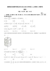 2022-2023学年湖南省长沙市第一中学等名校联考联合体高三上学期11月联考数学试题（PDF版