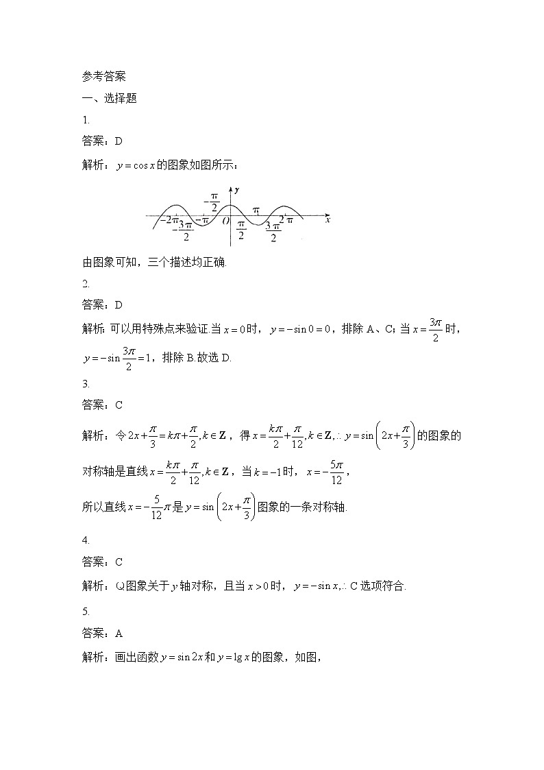 高中数学必修第一册人教A版（2019）5.4《正弦函数、余弦函数的图象》基础训练（含解析）03