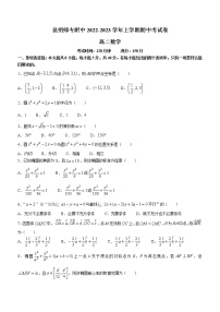 云南省昆明师范专科学校附属中学2022-2023学年高二上学期期中考试数学试题（含答案）