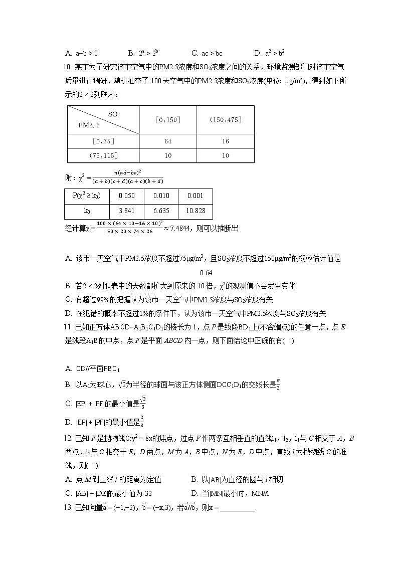 2022年广东省湛江市高考数学测试试卷（一）（一模）(含答案解析)02