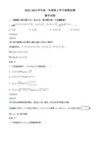 2023天津西青区杨柳青一中高一上学期线上学习效果反馈数学试题含解析