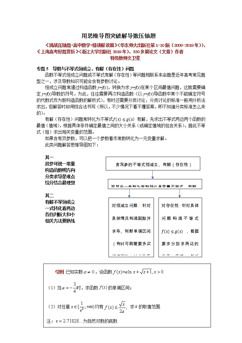专题05 导数与函数不等式恒成立、有解（存在性）（精讲篇）-用思维导图突破导数压轴题第1页