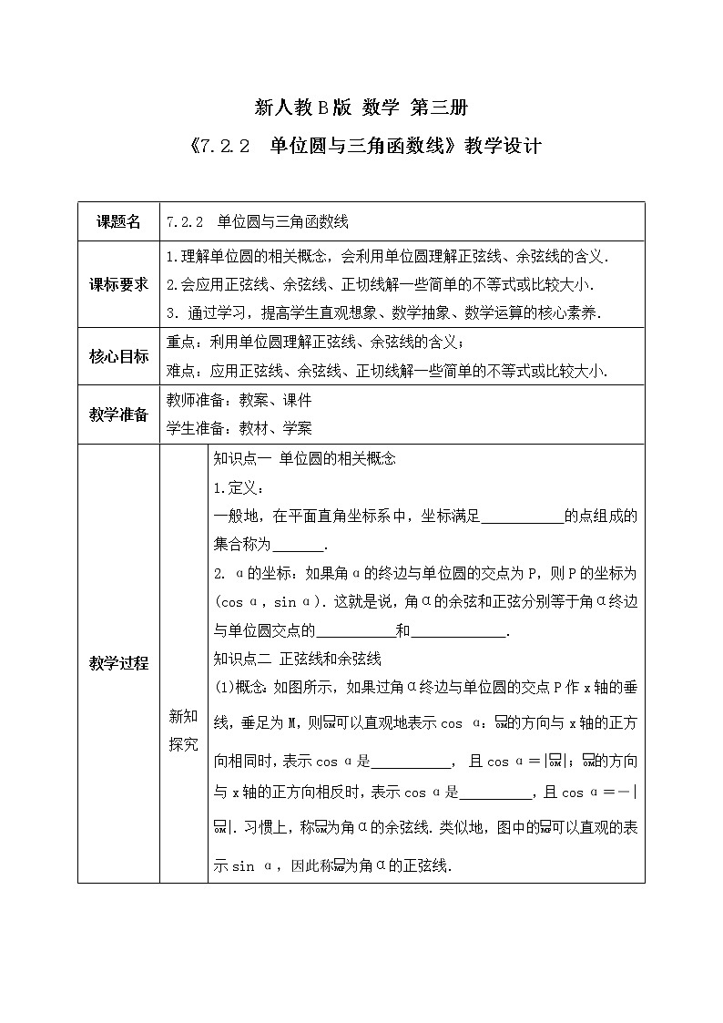7.2.2《单位圆与三角函数线》课件PPT+教案01