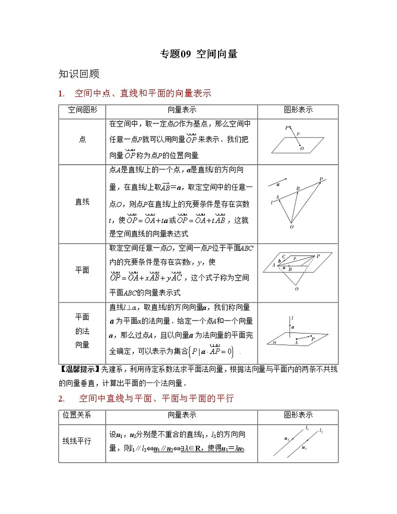 专题09 空间向量（亮点讲）01