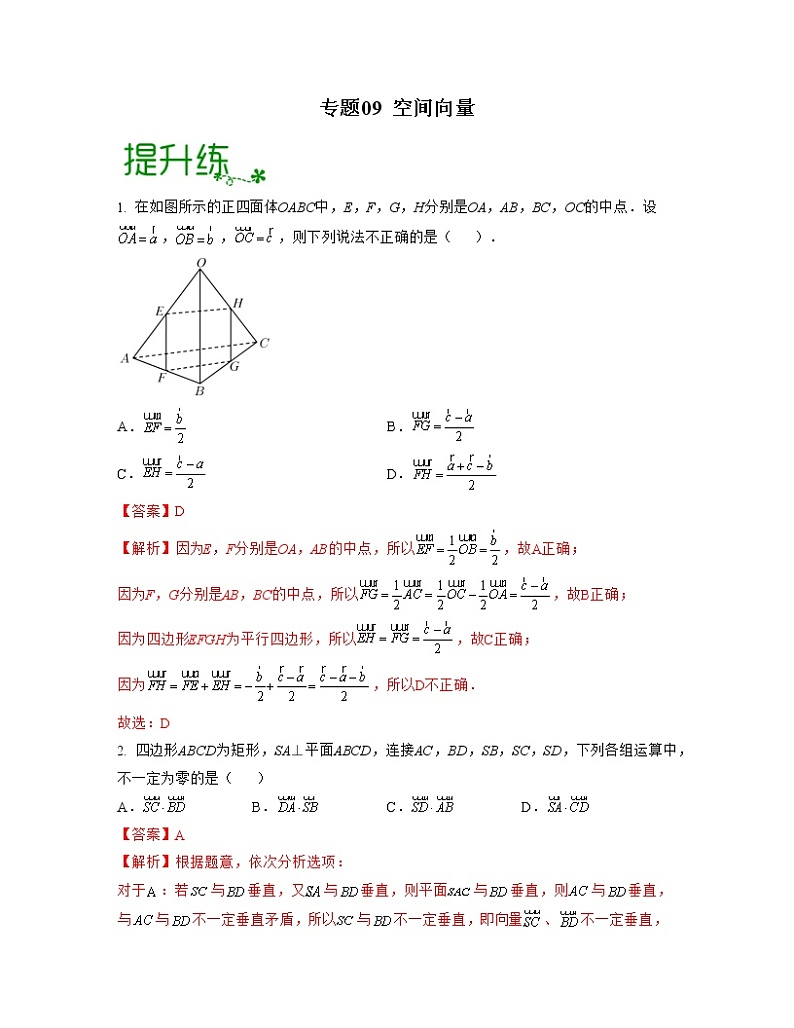 专题09 空间向量（亮点练）01