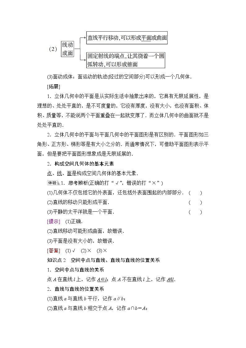 人教B版高中数学必修第四册第11章11.1.2构成空间几何体的基本元素课件+学案+练习含答案02