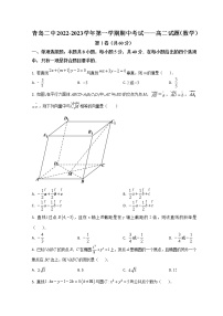 2023青岛二中高二上学期期中考试数学试题含答案