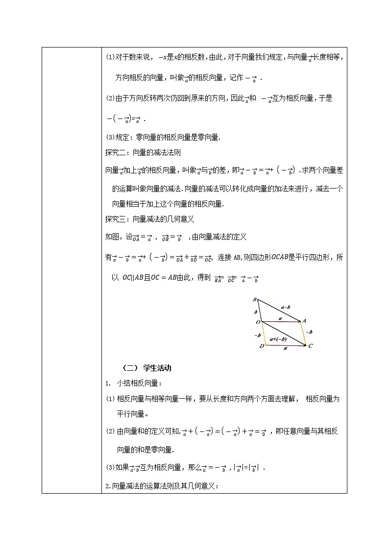 6.2.2《平面向量的减法运算》课件+教案02
