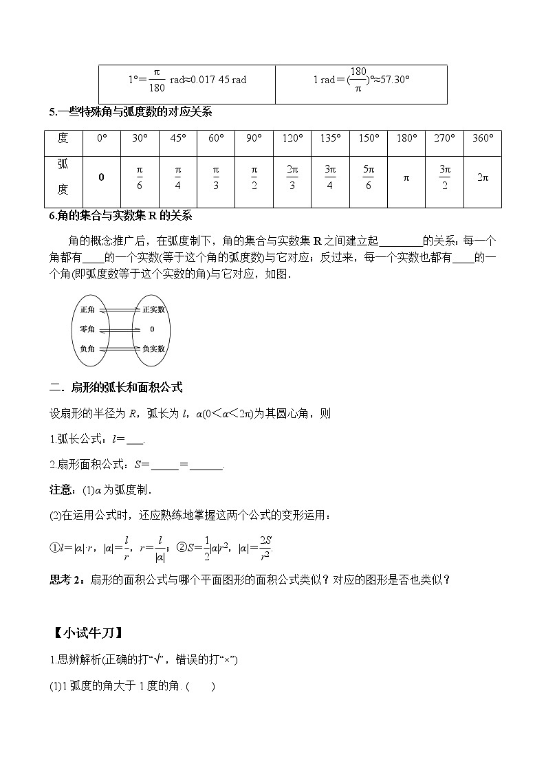 5.1.2 弧度制（学案）-2022-2023学年高一数学同步精品课堂（人教A版2019必修第一册）02