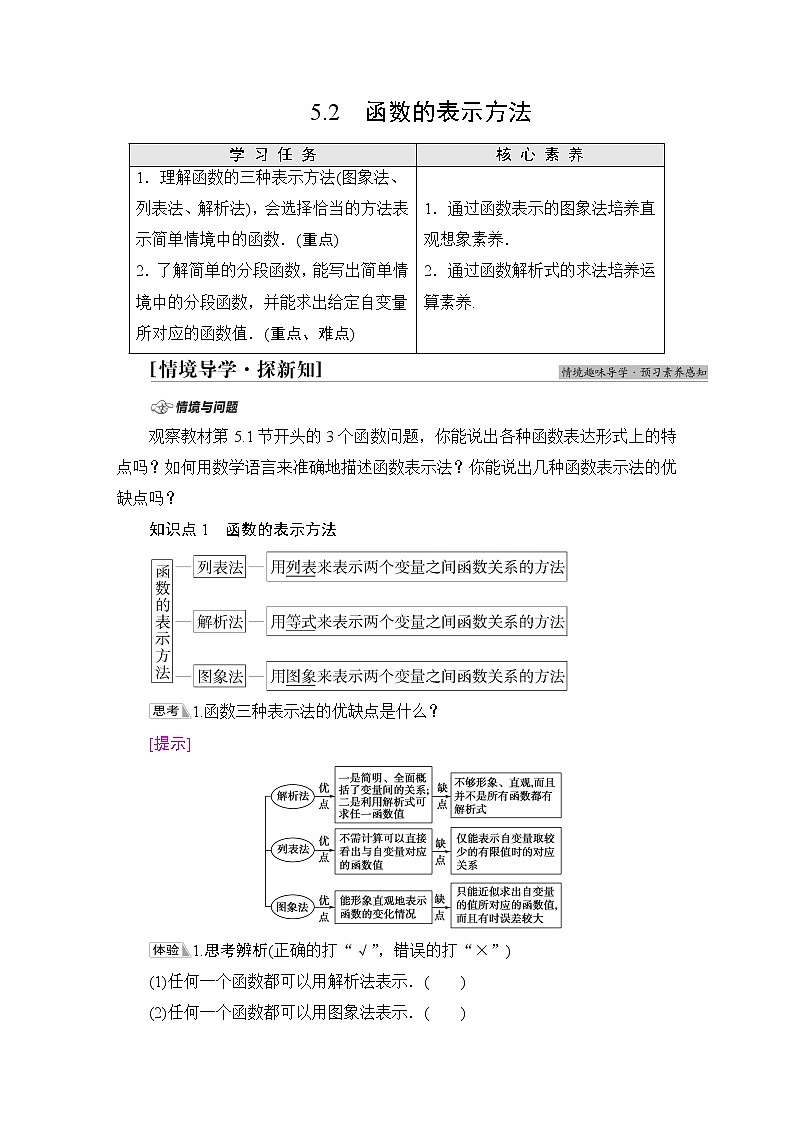 苏教版高中数学必修第一册第5章5.2函数的表示方法课件+学案+练习含答案01