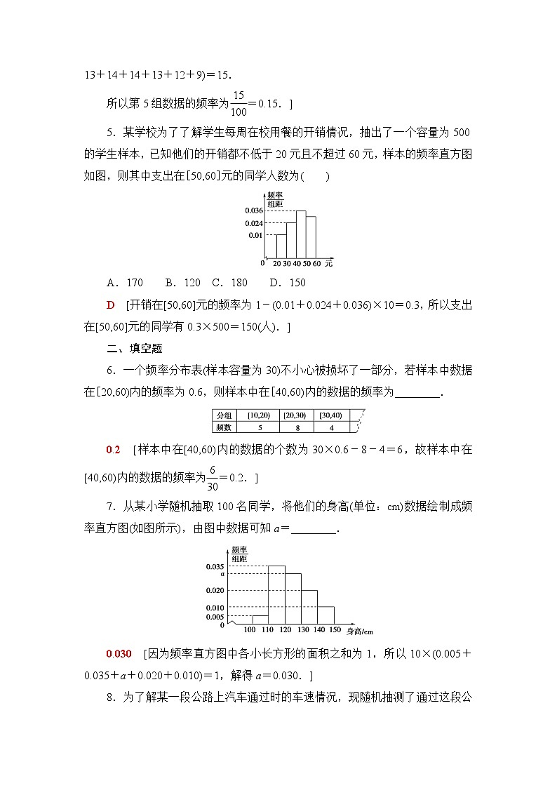 苏教版高中数学必修第二册课后素养落实40频率直方图含答案第2页