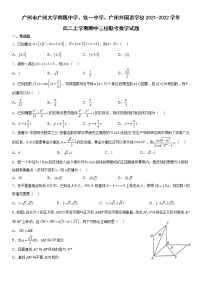 广东省广州市广州大学附属中学、铁一中学、广州外国语学校2021-2022学年高二上学期期中三校联考数学试题（含答案）