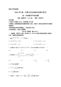 浙江省台州山海协作体2022-2023学年高一数学上学期期中联考试题（Word版附答案）