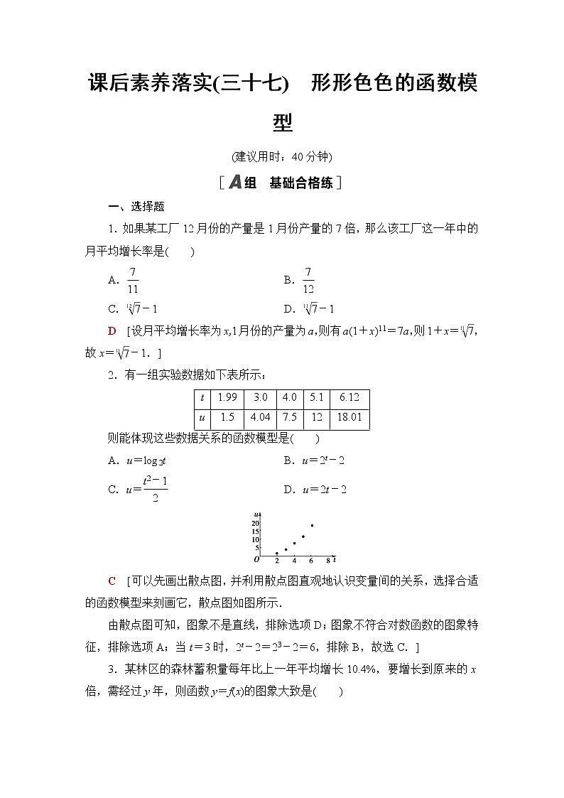 湘教版高中数学必修第一册第4章 4.5 4.5.2形形色色的函数模型课件+学案+练习含答案01