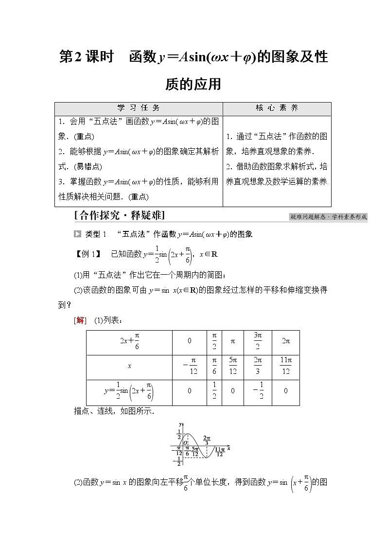 湘教版高中数学必修第一册第5章 5.4 第2课时函数y＝Asin(ωx＋φ)的图象及性质的应用课件+学案+练习含答案01
