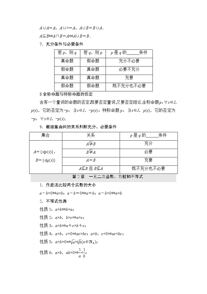 湘教版高中数学必修第一册全书要点速记课件+学案02
