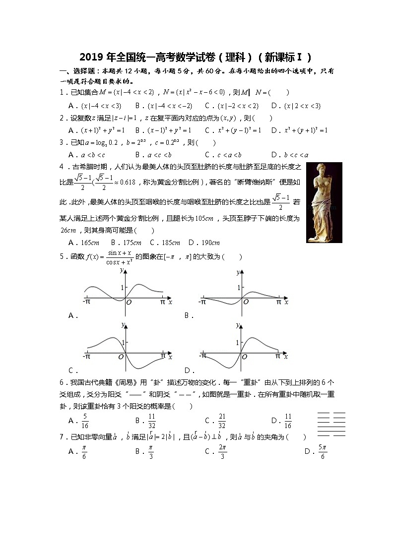 2019年全国统一高考数学试卷（理科）（新课标ⅰ）第1页