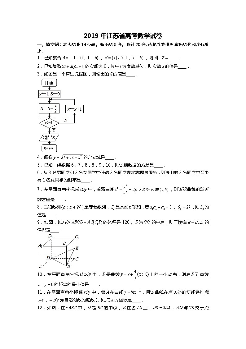 2019年江苏省高考数学试卷第1页