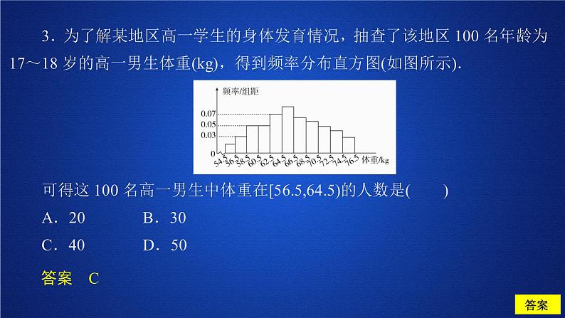 高中数学必修二  《9.2 用样本估计总体》课后课时精练名校名师课件04