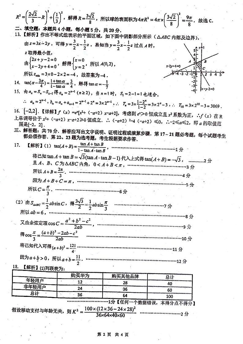 广西普通高校2021-2022学年高三摸底考试理科数学试题02