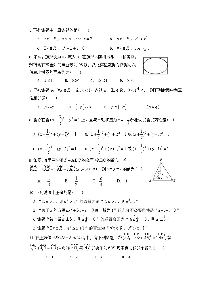 宝鸡中学2021级高二第一学期阶段考试（一）理科数学试题第2页