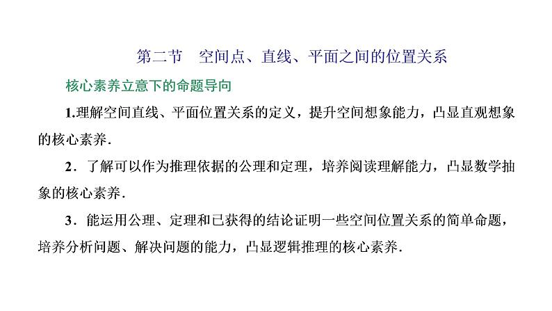 (新高考)高考数学一轮考点复习7.2《空间点、直线、平面之间的位置关系》课件 (含解析)01