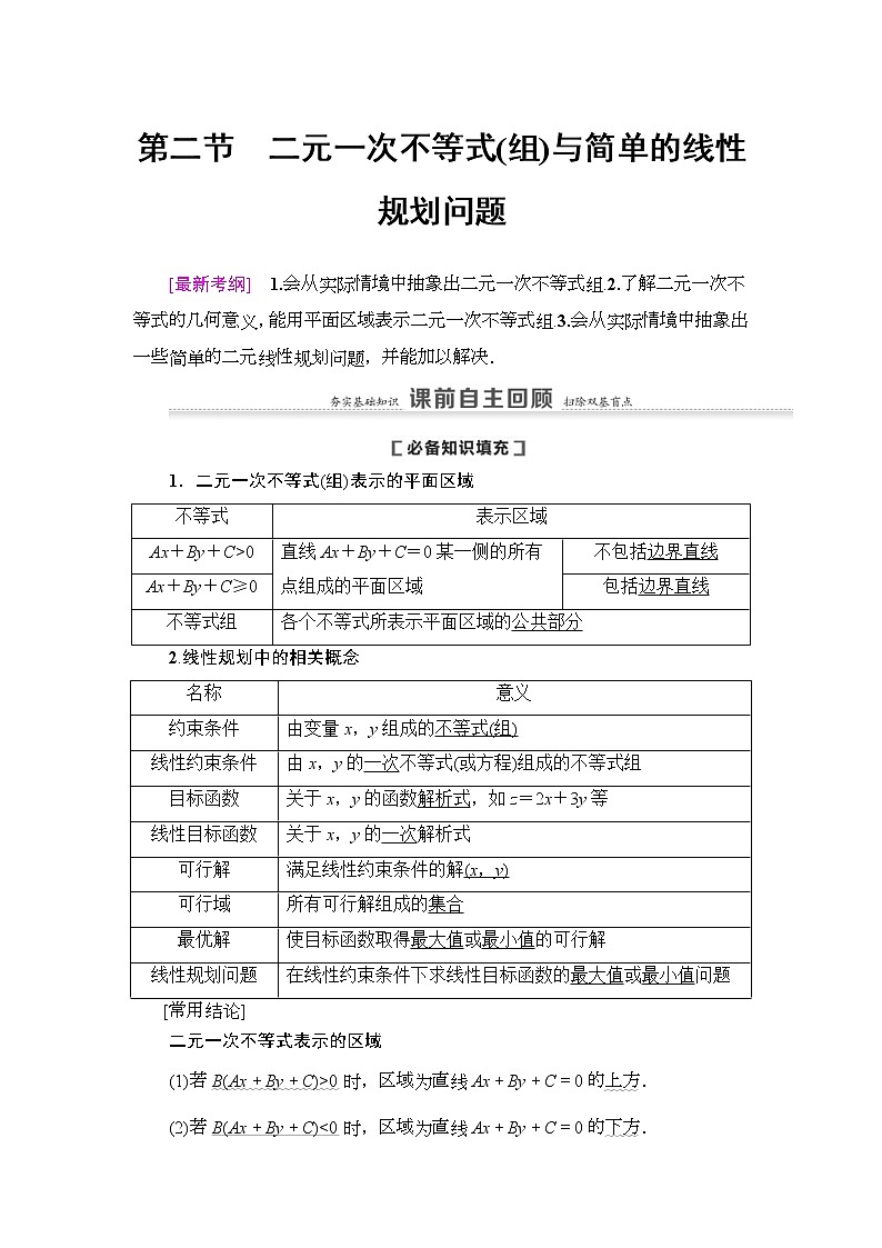 高考数学(理数)一轮复习讲与练7.2《二元一次不等式(组)与简单的线性规划问题》（3份打包，课件+教案+配套练习，含解析）01