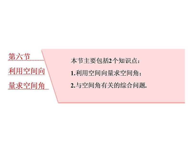 高考数学(理数)一轮复习课件：第八章 立体几何 第六节 利用空间向量求空间角 第1页