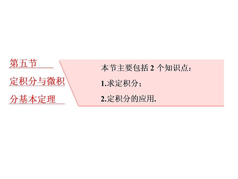 高考数学(理数)一轮复习课件：第三章 导数及其应用 第五节 定积分与微积分基本定理 第1页