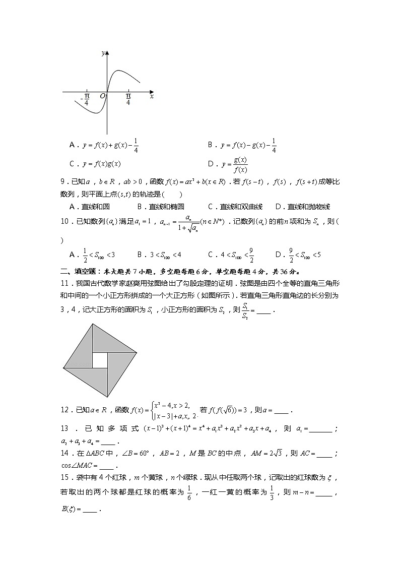 2021年全国统一新高考数学试卷（浙江卷）【转发请注明来源】第2页