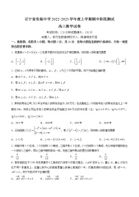 辽宁省实验中学2022-2023学年高三上学期期中考试数学试题及参考答案