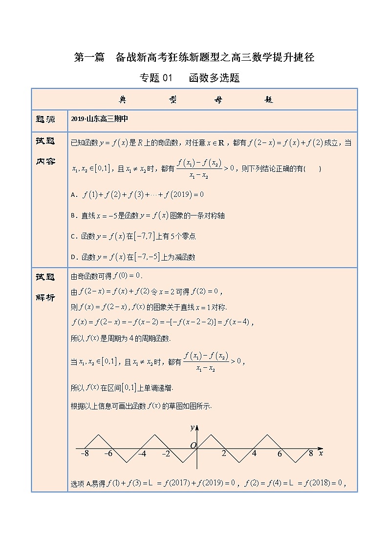 专题01 函数多选题（第一篇）-备战新高考狂练新题型之高三数学提升捷径【2020版】01