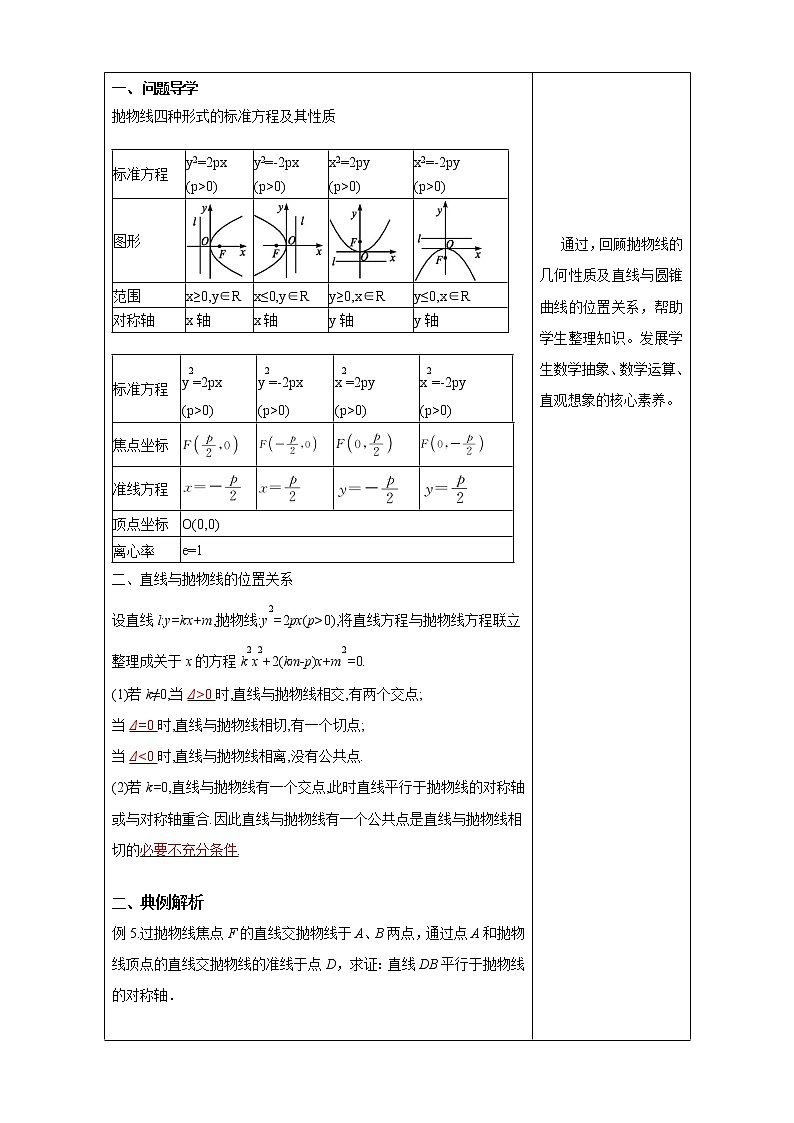 【新教材精创】3.3.2 抛物线的简单几何性质（2） 教学设计-人教A版高中数学选择性必修第一册第2页