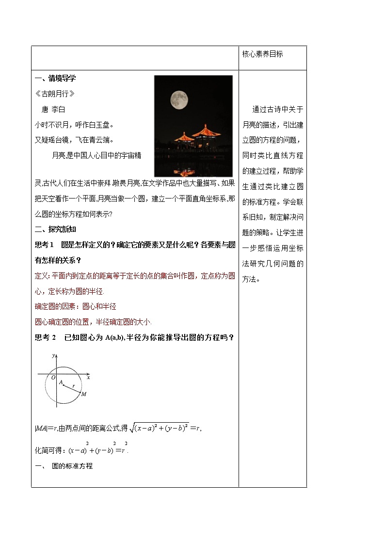 【新教材精创】2.4.1 圆的标准方程 教学设计-人教A版高中数学选择性必修第一册第2页