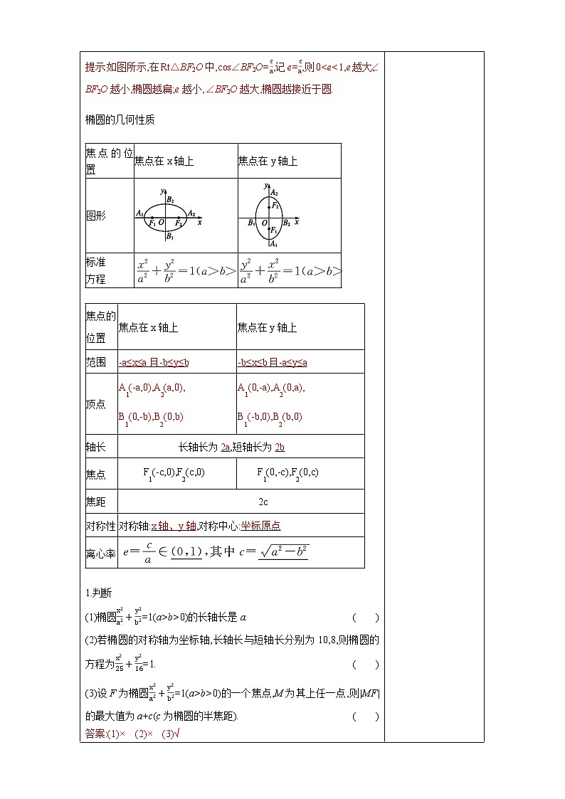 【新教材精创】3.1.2 椭圆的简单几何性质（1） 教学设计-人教A版高中数学选择性必修第一册第3页
