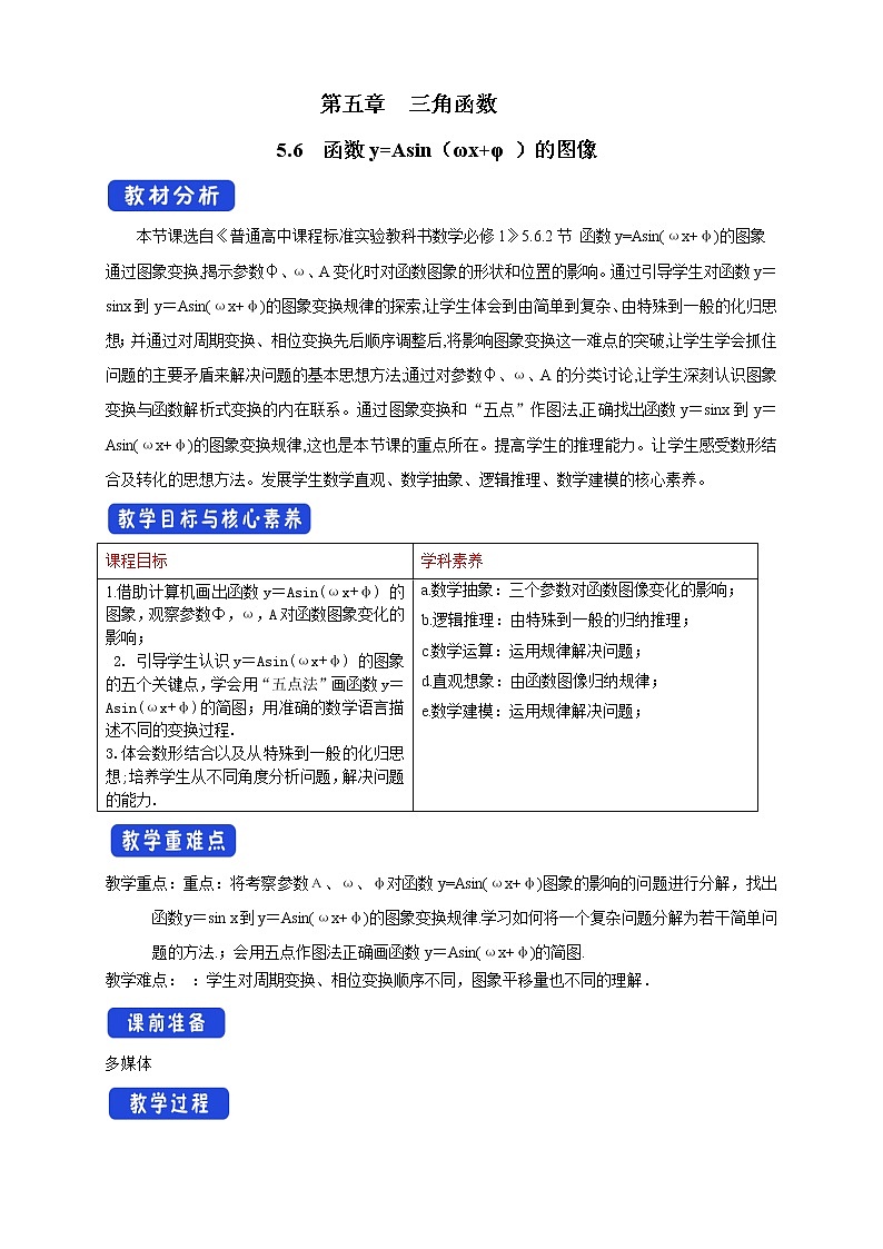 5.6 函数y=Asin(ωχ+φ)（1）第1页