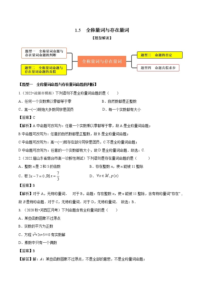 1.5全称量词与存在量词（精练）（解析版）第1页