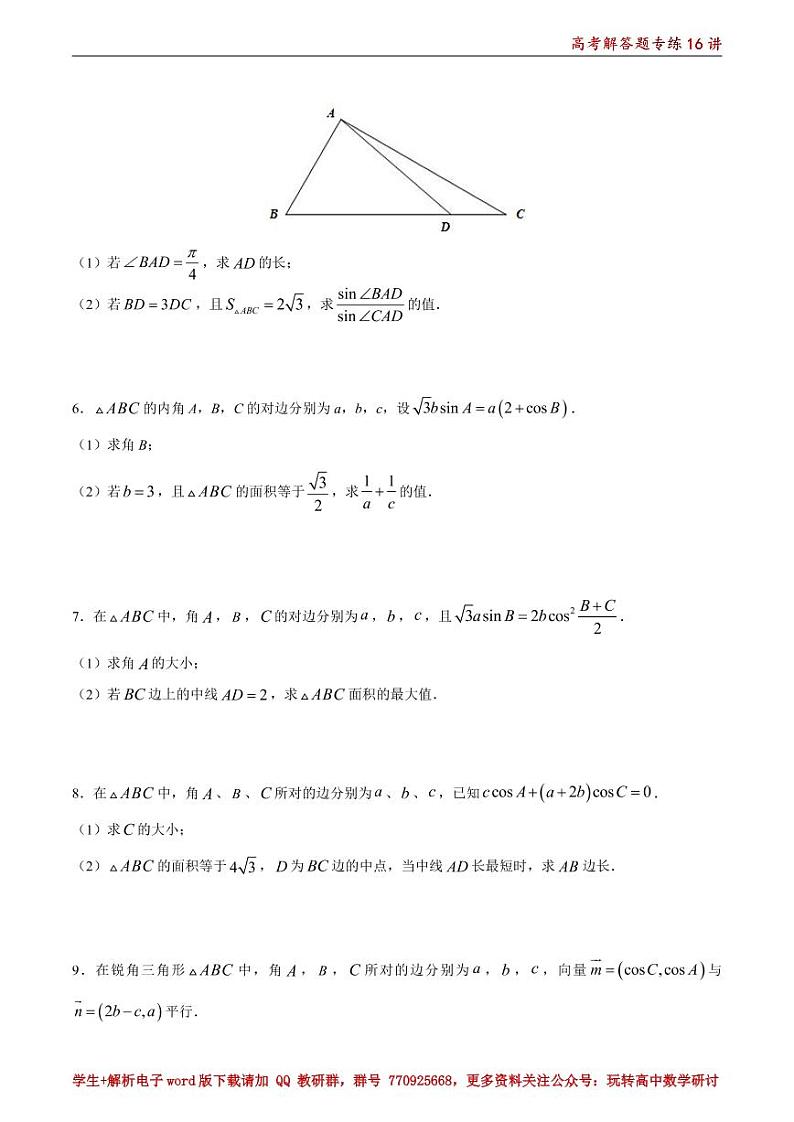 高考解答题专练16讲（题目新颖，题型贴合新高考）第3页
