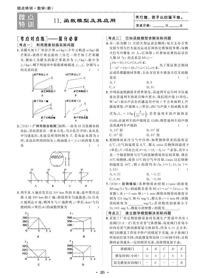 微点特训11 函数模型及其应用第1页