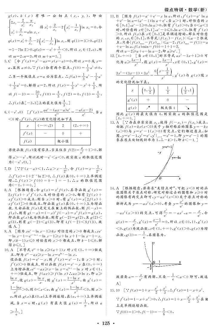 微点特训14 导数的综合应用 参考答案第2页