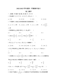 天津市部分区2022-2023学年高三数学上学期期中试题（Word版附答案）