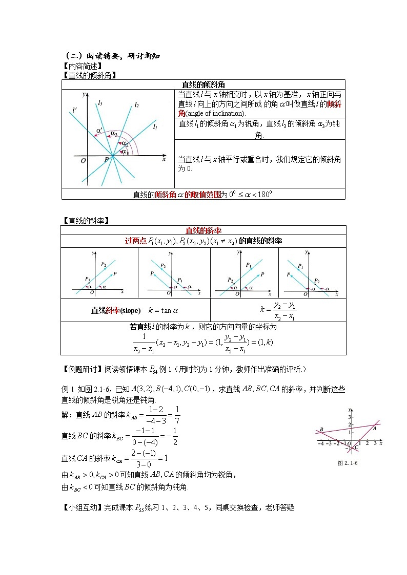 2.1.1倾斜角与斜率教案-2022-2023学年高二上学期数学人教A版（2019）选择性必修第一册第2页