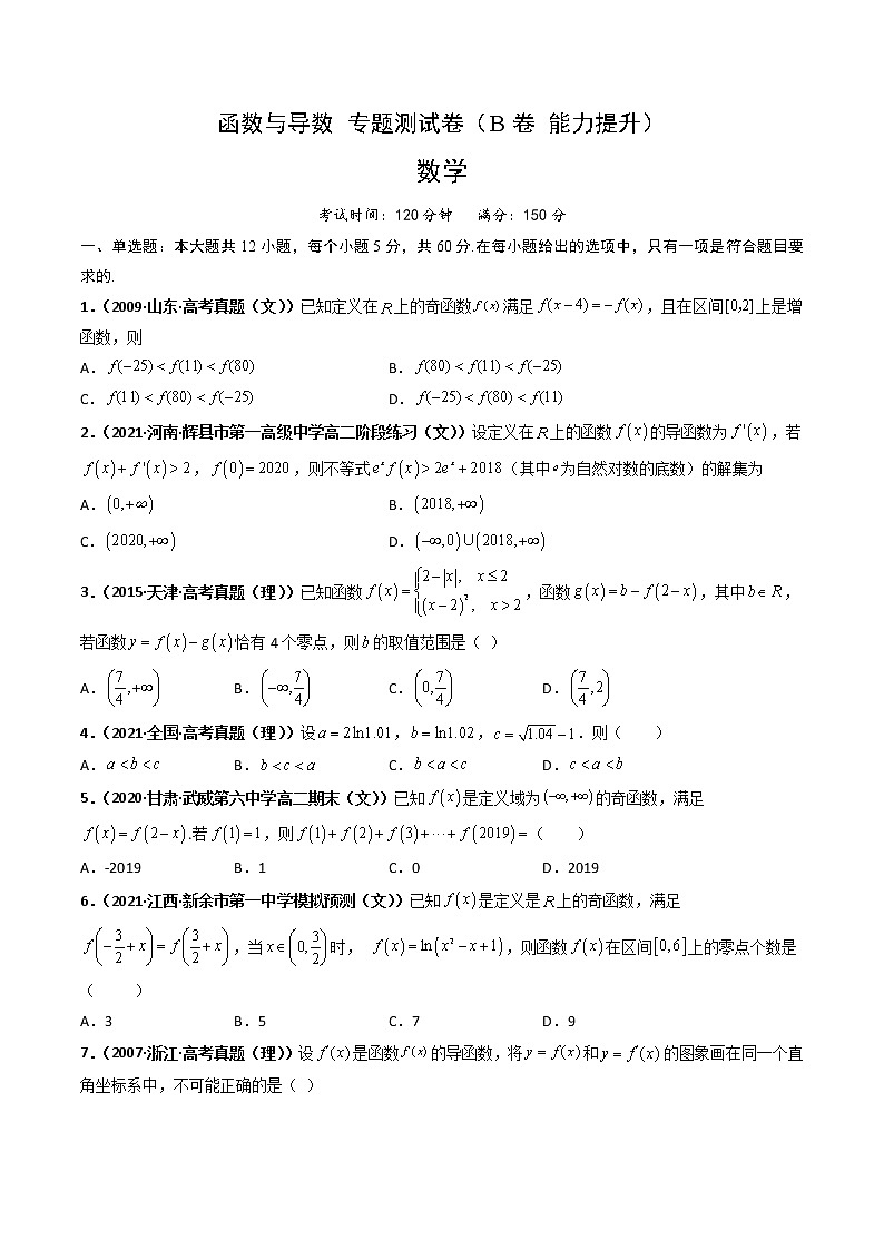 专题16  函数与导数专题测试卷（二）（学生版+教师版）01